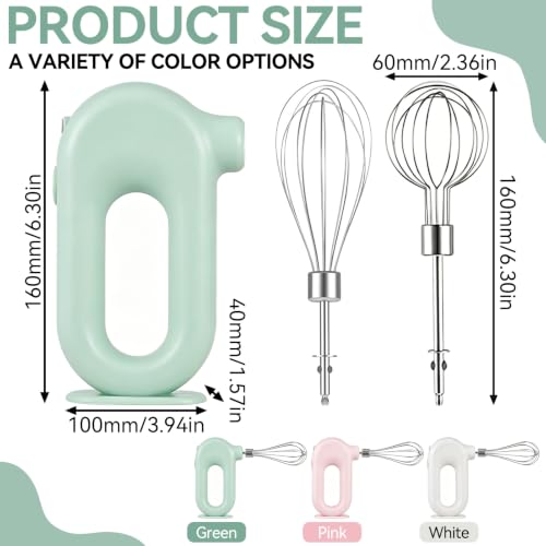 Cordless Hand Mixer Electric Handheld Mini Egg Beater 4 Speed Adjustable Mini Hand Mixer Electric Mixer, USB Charing, 1500mAh(Green)