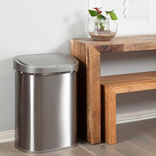 Ninestars 21 Gallons Automatic Touchless Kitchen Trash Can with Lid, Motion Sensor Trash Can for Kitchen, Living Room, Office, 80 Liter Stainless Steel Garbage Bin (21 Gallon Rectangular)