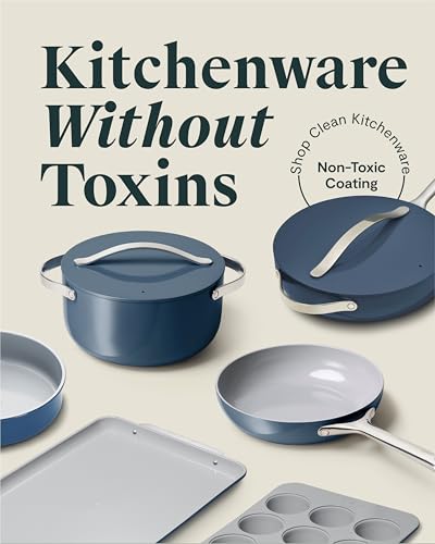 Caraway 23-Piece Nonstick Ceramic Cookware & Bakeware Set – Pots, Frying Pans, Lids, Baking Sheets, Pans, Cooling Rack & Storage – Oven Safe, Non-Toxic – Compatible with All Stovetops - Navy