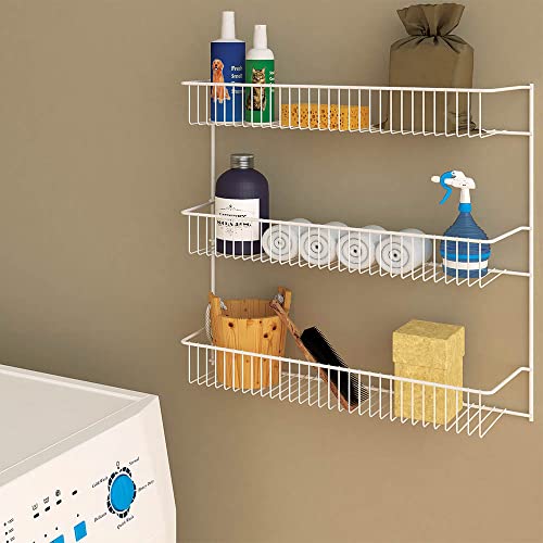 ClosetMaid 3-Tier Hanging Wall Mounted Metal Rack for Spices, Shelf Storage, Pantry Organization, Laundry, Kitchen, Bathroom, White, 8022