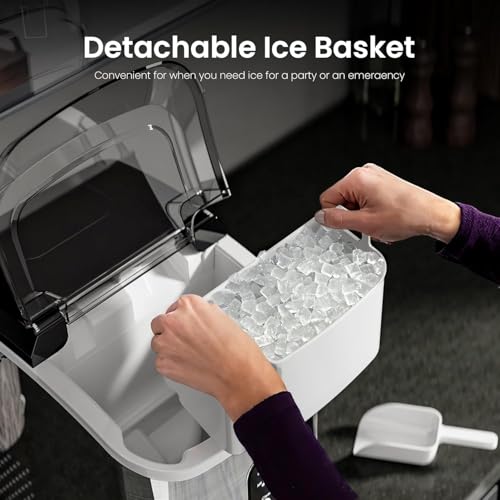 Kismile Nugget Ice Makers Countertop,35Lbs/24H,Portable Sonic Ice Machine with Self-Cleaning,One-Click Operation for Home/Office(Stainless Steels Silver)