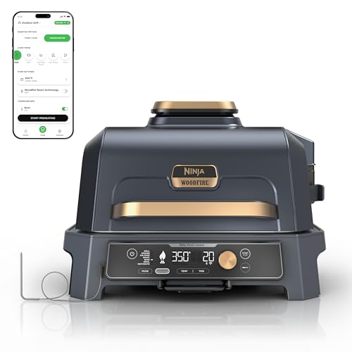 Ninja Woodfire Pro Connect XL Outdoor Grill & Smoker, Bluetooth, App Enabled, 7-in-1 Grill, BBQ Smoker, Outdoor Air Fryer