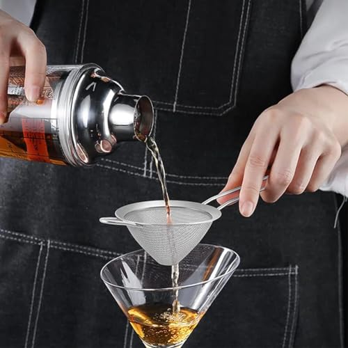 Cocktail Strainer Set, 2 Pack Stainless Steel Fine Mesh Bar Strainers with Muddler, 3.35 in Size, for Cocktails Tea Coffee Juice, Home Bar and Shaker Use