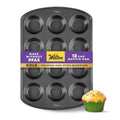 Wilton Gold Non-Stick Bakeware Muffin Pan - Baking Pan for Muffins & Cupcakes - Made Without PFAS, Dent Resistant & Dishwasher Friendly - Offers Even Heat Distribution - 10.5 x 15 x 2 Inches, 12 Cup