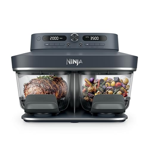 Ninja Crispi DualZone 6-in-1 Glass Air Fryer, With Nontoxic, 2x 4qt Containers & Lids, Microwave, Freezer, Dishwasher Safe