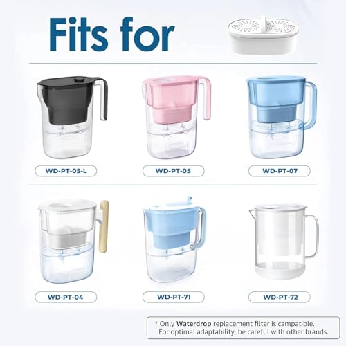 [Original] Waterdrop PF-01A Water Filter Replacement for Waterdrop Pitcher Filtration System, Reduces Lead, PFAS, PFOA/PFOS, Chlorine, Last Up to 3 Months or 200 Gallons, 3 Pack