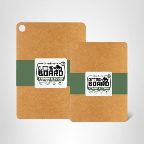 Freshware Wood Cutting Boards for Kitchen, Dishwasher Safe, Medium 12" x 9" and Large, 15" x 11.25", Set of 2, Natural