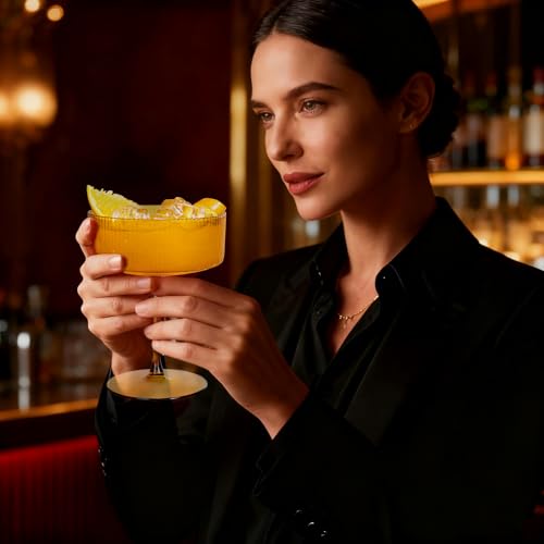 Ciaell 12PCS Plastic Ribbed Martini Glasses - 10 Oz Colored Disposable Coupe Glasses with Stem - Heavy Duty Margarita Cups for Bars, Cocktails, Whiskey, Parties & Wedding