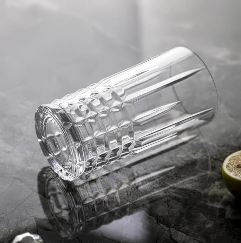 MQMCPDS Highball Glasses Collins Tall Drinking Beverage Set of 6, 15 oz Large Capacity Premium Crystal Glassware, Heavy Base Glass Tumbler for Cocktails, Water, Beer, Mojito, Iced Coffee