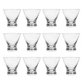 BTGLLAS Set of 12 Martini Glasses - 8-Ounce Cinched Design Cocktail Glasses with Heavy Base, Stemless Construction for Stability - Sturdy and Elegant Bar Glasses (Glass, Clear12Pcs)