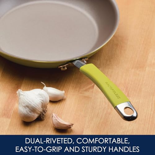 Rachael Ray Cucina Nonstick Cookware Pots and Pans Set, 12 Piece, Lemongrass Green