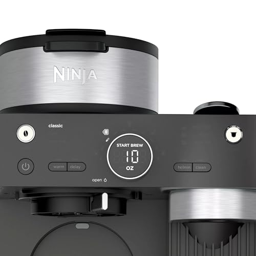Ninja (Refurbished CFN601 Espresso & Coffee Barista System, Single-Serve Coffee & Compatible with Nespresso Capsule, 12-Cup Carafe, Built-in Frother, Cappuccino & Latte Maker (Renewed)
