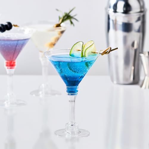 TOFLEN 40 Pack Plastic Martini Glasses 5 Oz Disposable Tall Mini Cocktail Cups Plastic Margarita Glasses Perfect for Spring Party, Birthday, Wedding, Easter