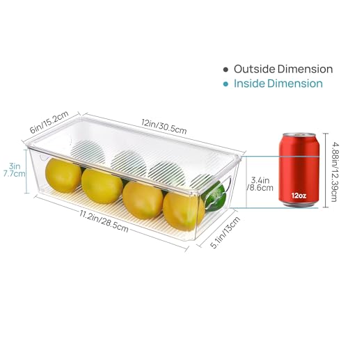 Vtopmart 8pcs Clear Organizers and Storage Bins with Lids, Stackable Plastic Storage Containers with Handles for Fridge, Freezer, Pantry, Cabinet, Kitchen Organization