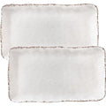 ZAROCRUS Farmhouse Melamine Serving Platters Set of 2, 17"x10" Large Rectangular Melamine Serving Trays for Serving Food on Parties and Entertaining, Dishwasher Safe. Ivory