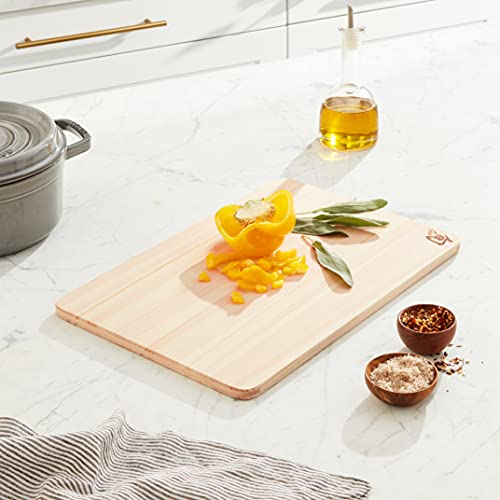 Shun Cutlery Medium Hinoki Cutting Board, 15.75" x 10.75" Wooden Japanese Chopping Board for Kitchen, Medium-Soft Wood Preserves Knife Edges, Forest Stewardship Council Certified