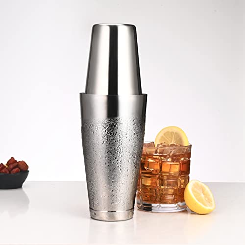 Plat Star Boston Cocktail Shaker Set, Weighted 28oz Unweighted 18oz Shaker Tins, 304 Stainless Steel Leak-Proof Drink Mixer Cup, Metal Bartender Tools for Home Bar & Commercial, Silver