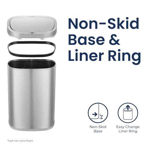 Ninestars 21 Gallons Automatic Touchless Kitchen Trash Can with Lid, Motion Sensor Trash Can for Kitchen, Living Room, Office, 80 Liter Stainless Steel Garbage Bin (21 Gallon Rectangular)