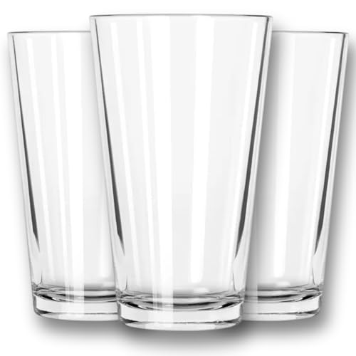 PR1M3 Set of 6 Drinking Glasses,16oz Heavy Base, Margarita Glass Cups Pint Glasses to Cocktail Clear Tall Beer Glasses, Water Glasses, Bar Glass, Juice, Iced Tea - Dishwasher Safe.