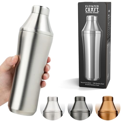 Elevated Craft Hybrid Cocktail Shaker - Premium Vacuum Insulated Stainless Steel Cocktail Shaker - Innovative Measuring System - Martini Shaker for the Home Bartender - 28oz Total Volume