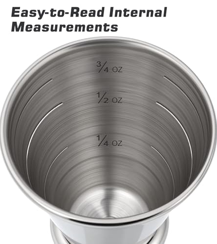 2-Pack Stainless Steel Cocktail Jiggers – Japanese Style Double Measuring Cups for Bartending (1oz/2oz + 0.5oz/1oz)