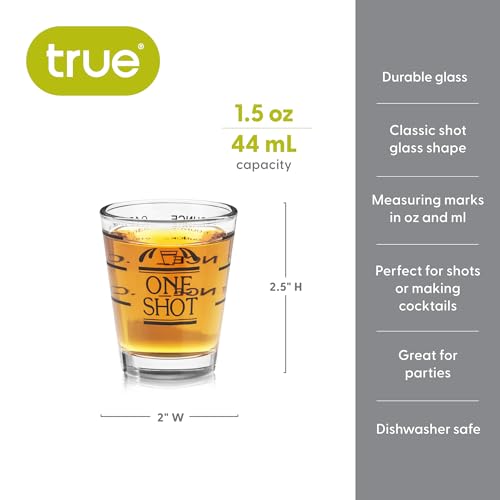 True Bullseye Measuring Shot Glasses, Cocktail Accessories, Reusable Measuring shot Glass, Set of 1, 1.5 oz.