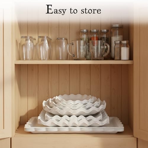 Pack of 11 NWK Cake Stand Set, with 3 x Two-Tier and 3 x Three-Tier Cupcake Stands, 4 x Appetizer Trays, 1 x Tablecloth for Birthday Bridal Baby Shower Party (White)