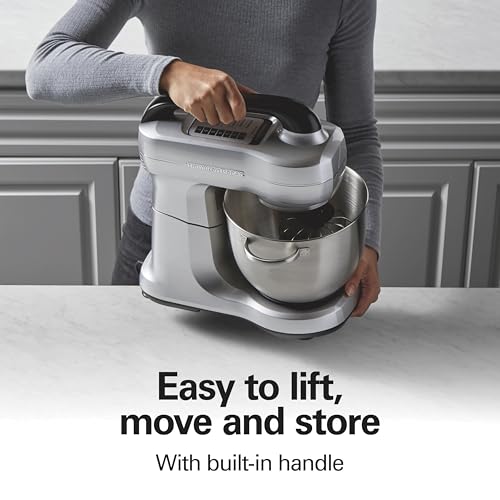 Hamilton Beach Stand Mixer with 4 Quart Stainless Steel Bowl, 7 Speeds, 300 Watt Motor, Silver, R63392 (Renewed)