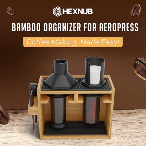 HEXNUB Organizer Stand for AeroPress Bamboo Coffee Caddy Original Black
