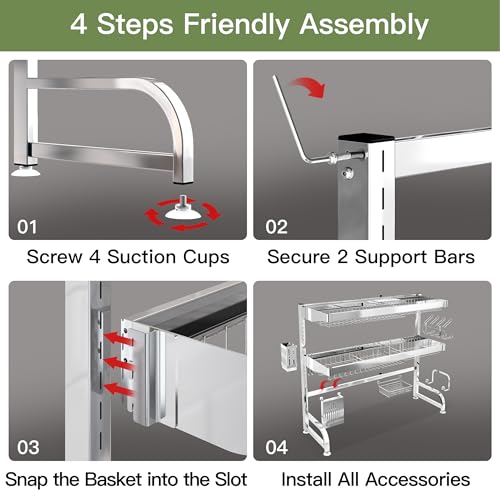 BOOSINY Over The Sink Dish Drying Rack, Extra Large Capacity Dish Drainer