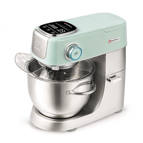 Hauswirt Stand Mixer Silent with LED Touch Screen, 5.3QT XL Large Mixers Kitchen Electric Stand Mixer for Household, 500W DC Motor 11-Speed for Bread Pasta Meat – Lake Green