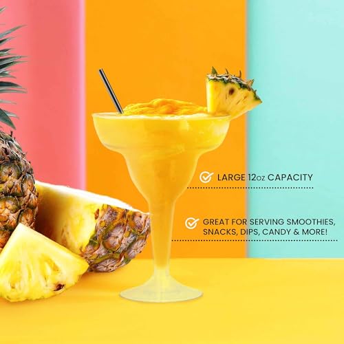 Stock Your Home Clear Plastic Margarita Glasses Disposable (Set of 12) Decorations for Cinco de Mayo Parties, Cocktail Cups for Tropical Party Supplies - Large 12 oz Hurricane Glasses