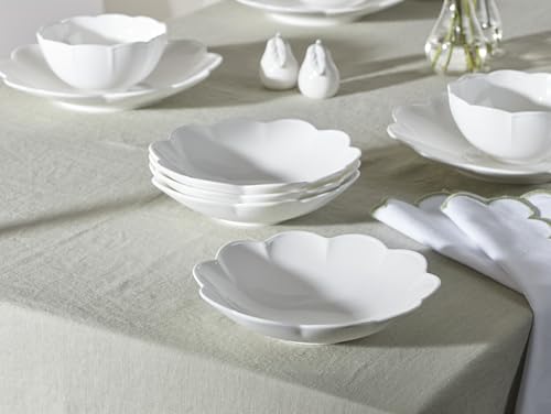 Lenox Dinnerware Set, Studio 1414 Scallop 16-Piece Set, Service For 4, Bone China Material, Dishwasher & Microwave Safe, Home And Kitchen, Kitchen And Dining, Plates And Bowls Sets (White, 16 Pieces)