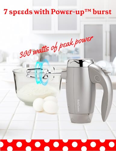 Betty Crocker 7-Speed Power-Up™ Hand Mixer with Stand, BC-4208S, Silver