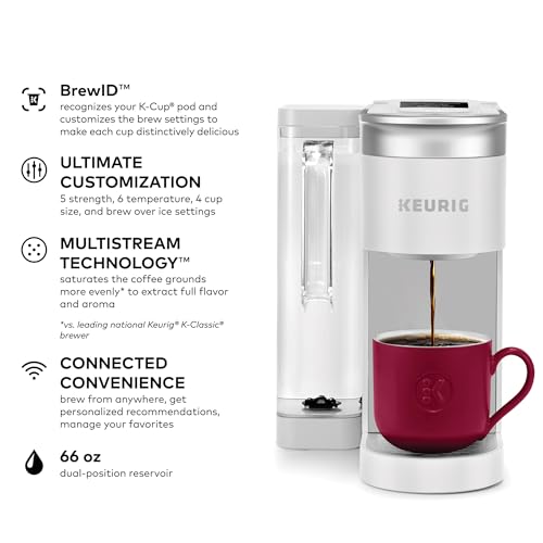 Keurig K-Supreme SMART Single Serve Coffee Maker With WiFi Compatibility, 4 Brew Sizes, And 66oz Removable Reservoir, Compatible with Alexa, White