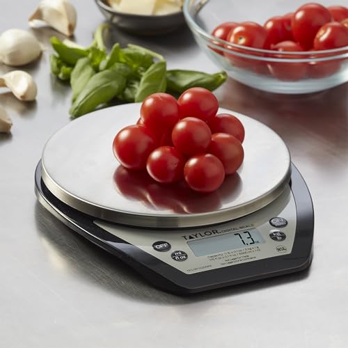 Taylor 1020NFS Compact Digital Scale, Multi-Functional Food Scale for Precise Weight Measuring and Portion Control, Tare Function, NSF, Stainless Steel Platform