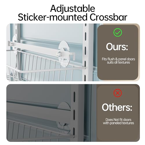 Delamu Adjustable Cabinet Door Organizer, 6-Tier Hanging Spice Rack Organizer, Metal Over the Door Pantry Organizer, Pantry Organizers and Storage Shelves for Kitchen Bathroom Laundry Room, White M