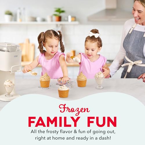 Dash Soft Serve Ice Cream Maker | Frozen Yogurt, Sorbet, and Gelato - Countertop Ice Cream Machine for Home with Freezer Bowl, Ingredient Chute, & Dispensing Lever - Includes 4 Serving Bowls & Spoons