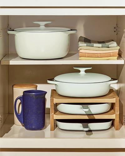 Caraway 8-Piece Enameled Cast Iron Set - 10.5” Skillet, Grill Pan, 3.5 qt Braiser Pan, 6.5 qt Dutch Oven with Lid and Organizers - Non-Toxic 3-Layer Enamel Coating - No Seasoning Required - Charcoal