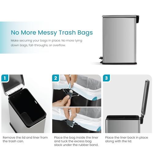 Home Zone Living 8 Gallon Kitchen Trash Can with Slim Fit Design
