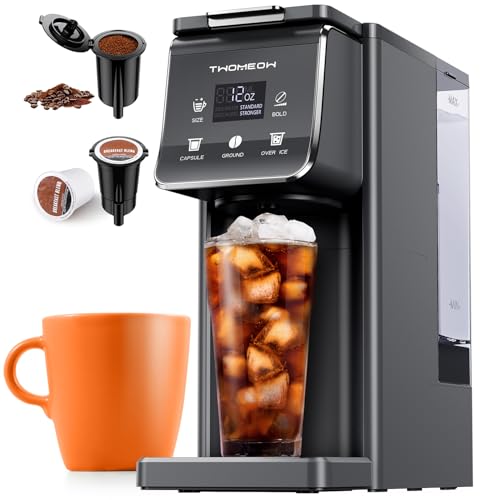 TWOMEOW K Cup Coffee Maker With Bold Setting, Single Serve Hot & Iced Coffee Maker for K-Cup and Grounds, 52 Oz Removable