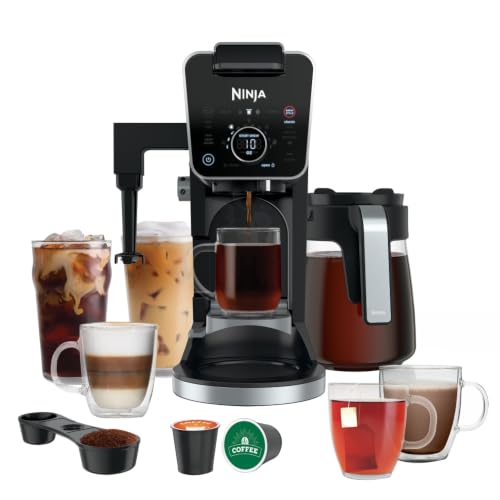 Ninja CFP301 DualBrew Pro Specialty 12-Cup Drip Maker with Glass Carafe, Single-Serve for Coffee Pods or Grounds, with 4 Brew Styles, Frother & Separate Hot Water System, Black