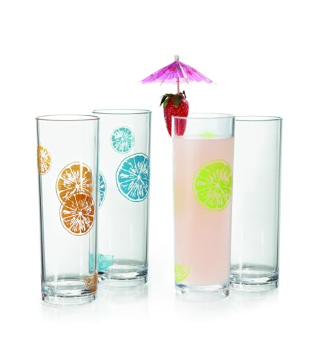 G.E.T. H-14-1-SAN-CL Clear 14 oz. Tom Collins, Break Resistant Dishwasher Safe San Specialty Drinkware Collection (Pack of 12)