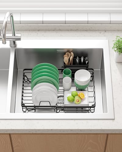 Kitsure Expandable in-Sink or Over-Sink Dish Drying Rack, Large, Black