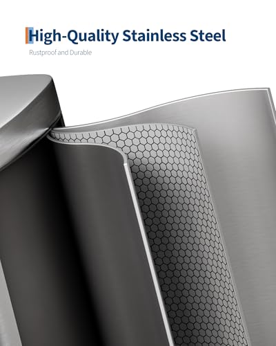 GarveeHome Stainless Steel Kitchen Trash Can, 13 Gal / 50 L Step-On Garbage Bin with Soft Close Lid, Large Rustproof Metal Trash Can for Kitchen, Silver