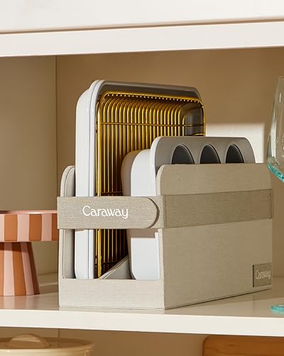Caraway Mini Bakeware Set – Naturally Non-Stick, Non-Toxic Ceramic Coating – Compact Baking Pans Set for Small Kitchens & Ovens – Includes Baking Sheets, Muffin Pan, Cooling Rack & Storage - Cream