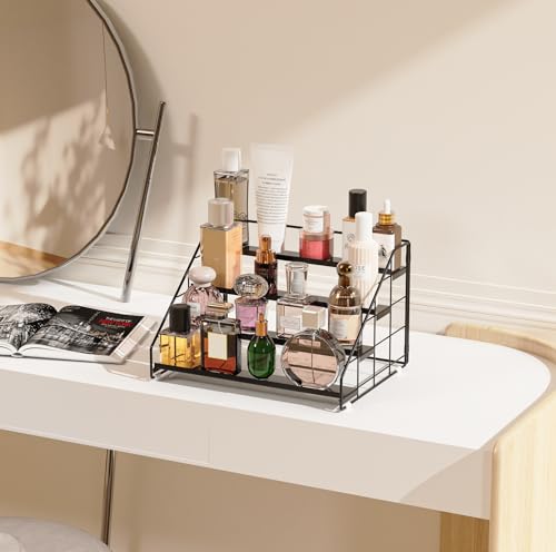 GIGIFTREE Spice Rack Organizer for Cabinet, 4 Tiered Spice Rack Organizer, Tiered Adjustable Spice Shelf for Kitchen Countertop Organization, Bright Black