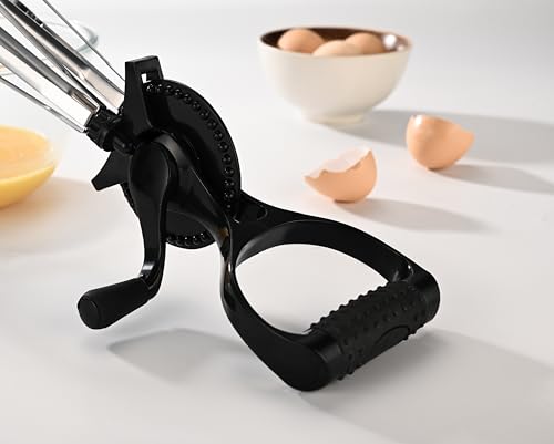 Fox Run Stainless Steel Manual Hand Mixer, Black Retro Style Egg Beater
