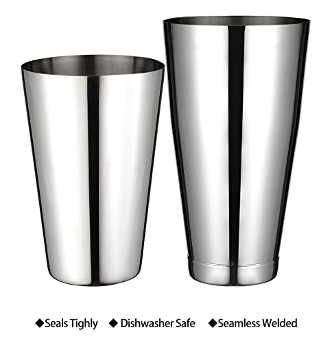 Plat Star Boston Cocktail Shaker Set, Weighted 28oz Unweighted 18oz Shaker Tins, 304 Stainless Steel Leak-Proof Drink Mixer Cup, Metal Bartender Tools for Home Bar & Commercial, Silver