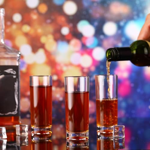 FillTouch 100 Pcs Shot Glasses Set 2.2 oz Mini Shot Cup Bulk, Clear Plastic Unbreakable Base Plastic Glass for Custom, Birthday Wedding Guest Gift (Tall)